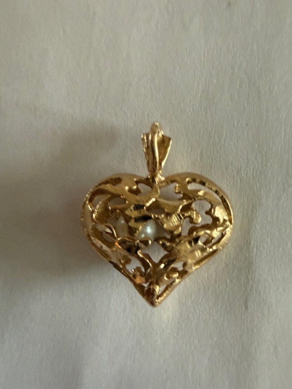Tiffany & Co. Gold Tone Heart Pendant with Pearl